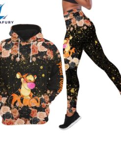 Customizable Tigger Rose Glitter Hoodie And Leggings Set