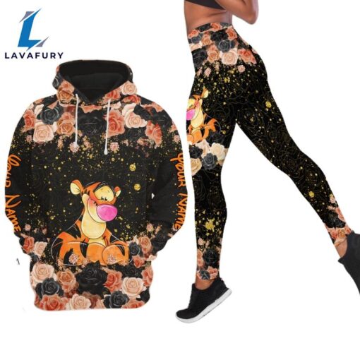 Customizable Tigger Rose Glitter Hoodie And Leggings Set