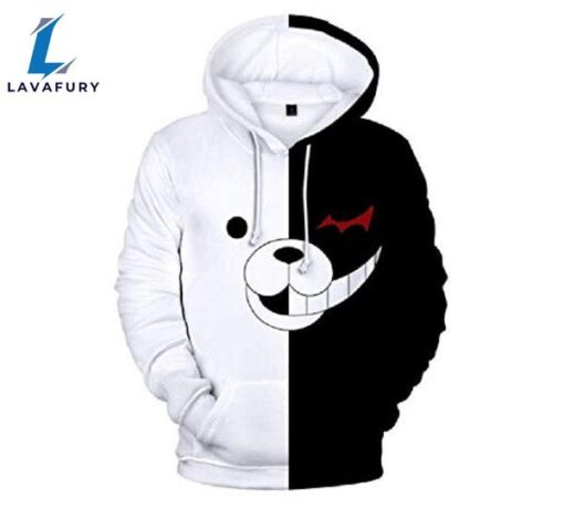 Danganronpa Monokuma Black&ampWhite Bear Halloween 3D Pullover Hoodie Jacket Cosplay Costume Unisex