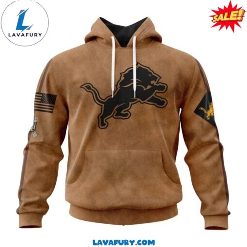 Detroit Lions Salute To Service Veterans Day Brown Hoodie