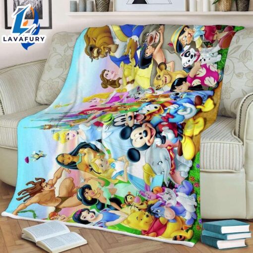 Disney All Characters All Princesses Mickey Mouse Lilo And Stitch Ariel Blanket