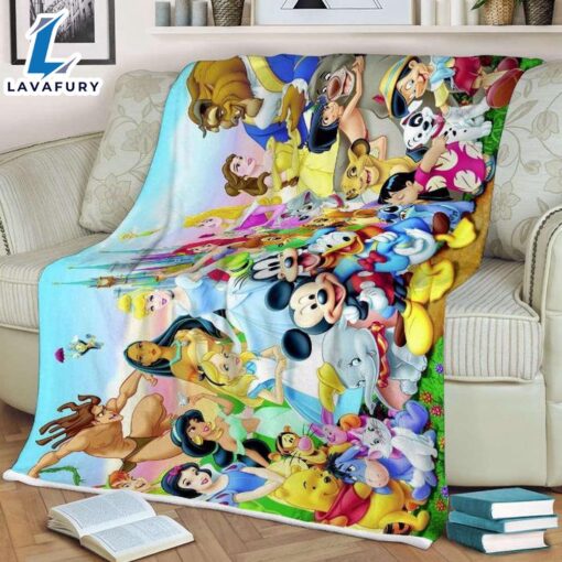 Disney All Characters All Princesses Mickey Mouse Lilo And Stitch Ariel Blanket