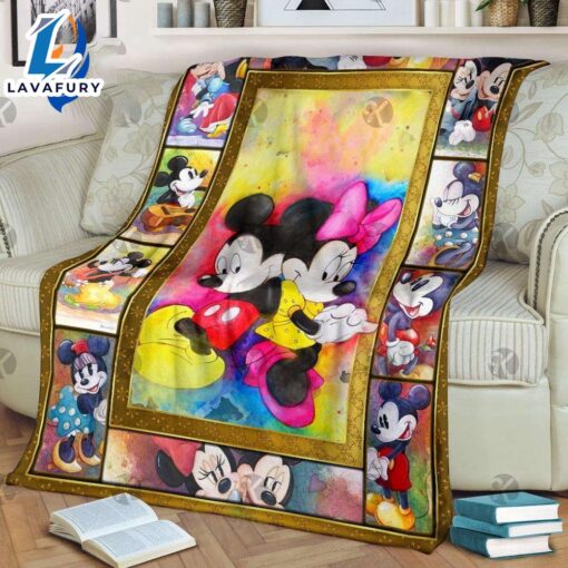 Disney Mickey Mouse And Minnie Colorful Lovely Pictures Blanket