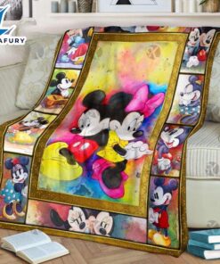 Disney Mickey Mouse And Minnie Colorful Lovely Pictures Blanket