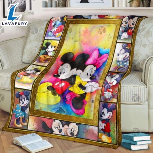 Disney Mickey Mouse And Minnie Colorful Lovely Pictures Blanket