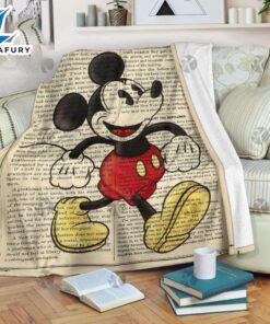 Disney Mickey Mouse In Vintage Book Page Background Blanket