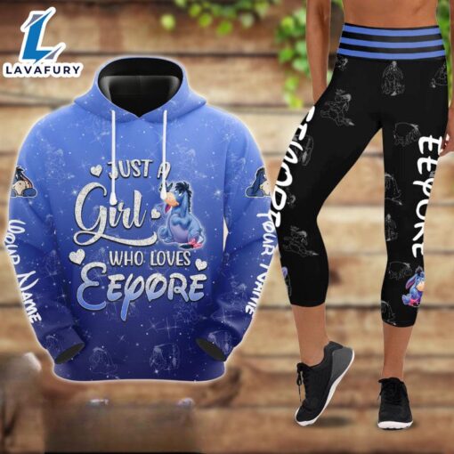 Eeyore Custom Just A Girl Hoodie And Capris Leggings Set