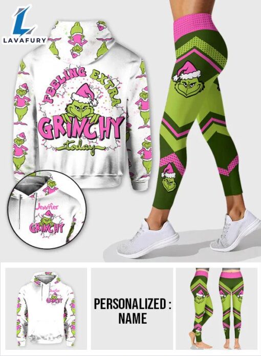 Feeling Extra Grinchy – Personalized Green Monster Christmas Hoodie and Leggings