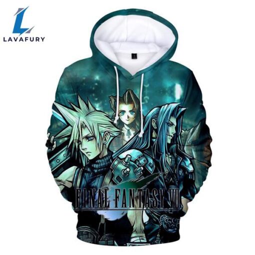 Final Fantasy Vii Green 3D Printed Main Figures Hoodies