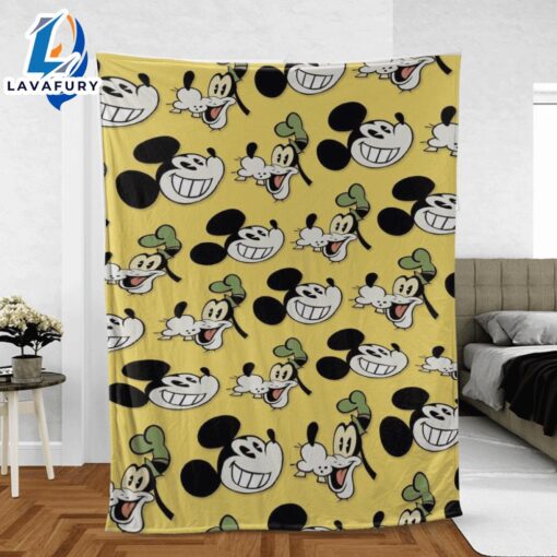 Funny Face Goofy Mickey Disney Character Blanket