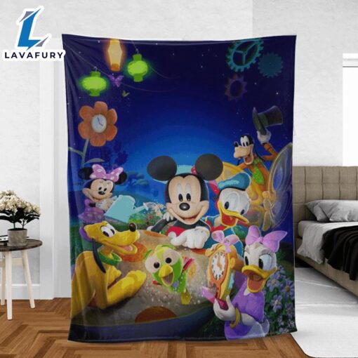 Funny Mickey And Friends Cartoon Disney  Sherpa Fleece Blanket