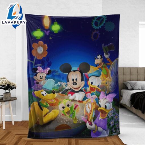 Funny Mickey And Friends Cartoon Disney  Sherpa Fleece Blanket