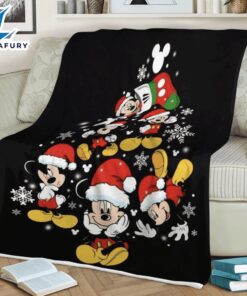 Funny Mickey Christmas Tree Disney Christmas Sherpa Fleece Blanket