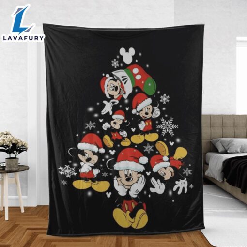 Funny Mickey Christmas Tree Disney Christmas Sherpa Fleece Blanket