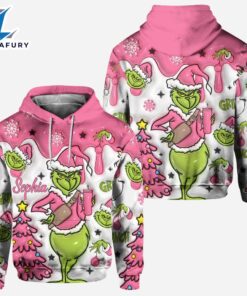 Grinch Pink Snowflakes Christmas - Personalized Hoodie and Leggings