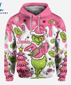 Grinch Pink Snowflakes Christmas - Personalized Hoodie and Leggings