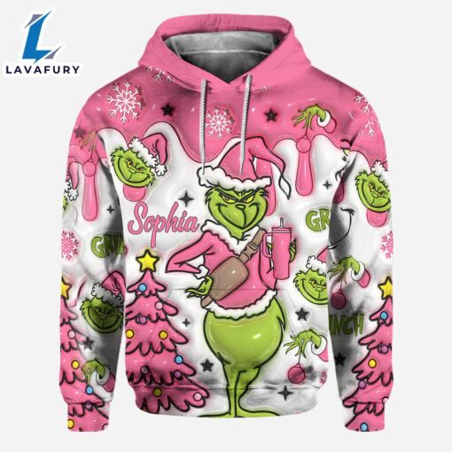 Grinch Pink Snowflakes Christmas – Personalized Hoodie and Leggings