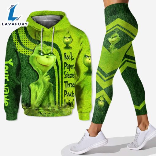 Grinch Rock Paper Scissors Throat Punch I Win – Personalized Hoodie and Leggings