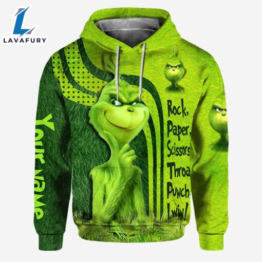 Grinch Rock Paper Scissors Throat Punch I Win – Personalized Hoodie and Leggings