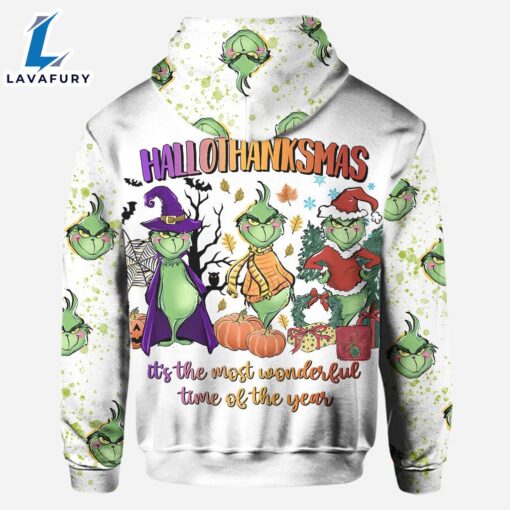 Happy Hallothanksmas – Personalized Grinch Christmas Hoodie and Leggings