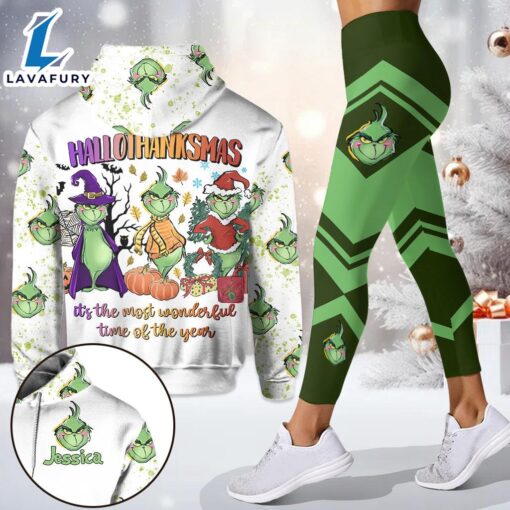 Happy Hallothanksmas – Personalized Grinch Christmas Hoodie and Leggings