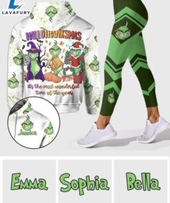 Happy Hallothanksmas - Personalized Grinch Christmas Hoodie and Leggings