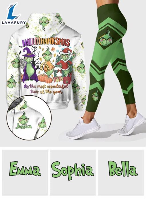 Happy Hallothanksmas – Personalized Grinch Christmas Hoodie and Leggings