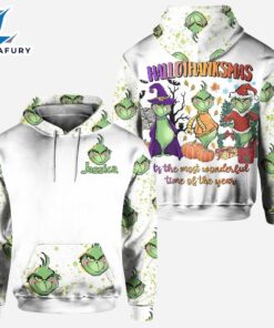 Happy Hallothanksmas - Personalized Grinch Christmas Hoodie and Leggings