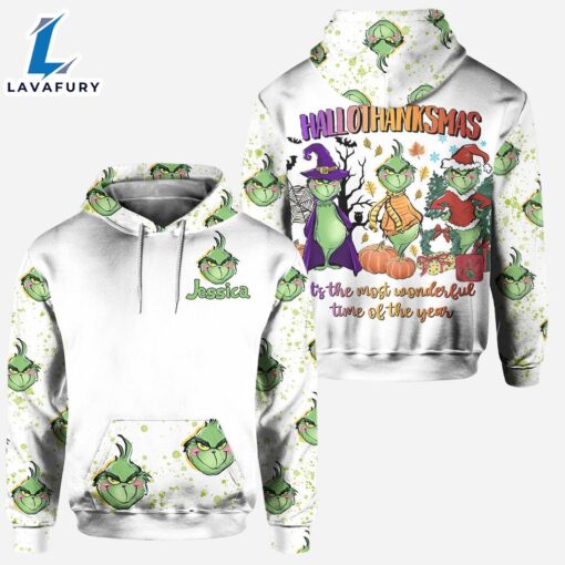 Happy Hallothanksmas – Personalized Grinch Christmas Hoodie and Leggings