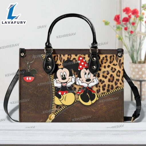 Leopard Mickey Minnie Leather bag Handbag