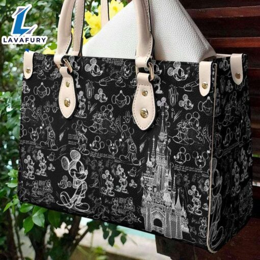 Mickey Disney Pattern Leather Handbag