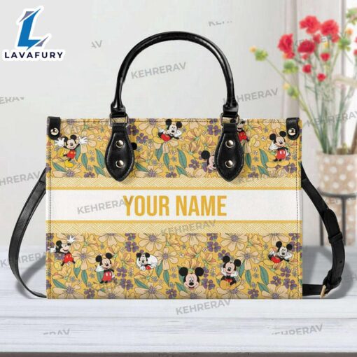 Mickey floral Leather Handbag