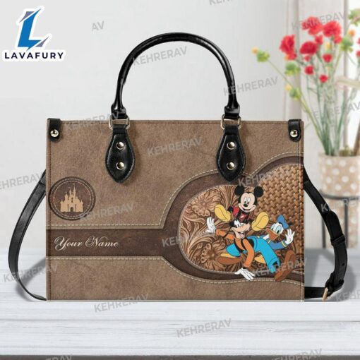 Mickey Goofy Leather Handbag