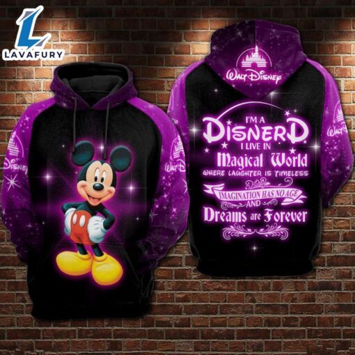 Mickey I Am A Disnerd Over Print 3d Hoodie Zip Hoodie 634 – Shirts Gift for Mickey Fans