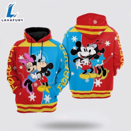 Mickey Kiss Minnie Over Printed 3D Hoodie – Mickey 3D Shirts Gift