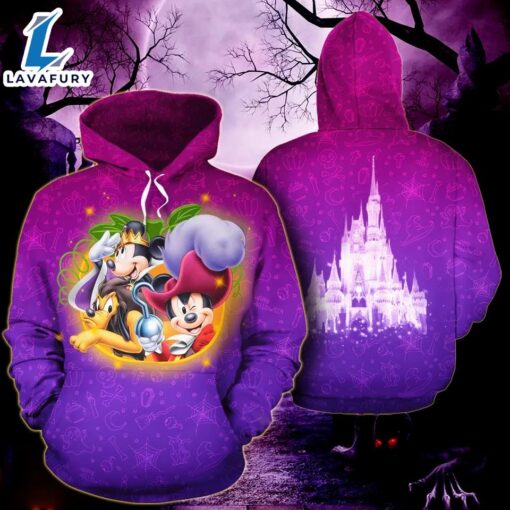 Mickey Minnie Pluto Magical Castle Merry Christmas Hoodie 3D Printed – Shirts Gift for Mickey Lovers