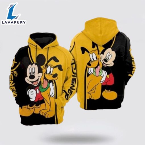 Mickey Mouse And Pluto Disney 3D Hoodie- Mickey 3D Shirts Gift