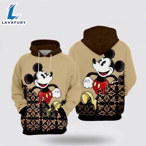 Mickey Mouse Brown Over Print 3D Hoodie – Mickey 3D Shirts Gift