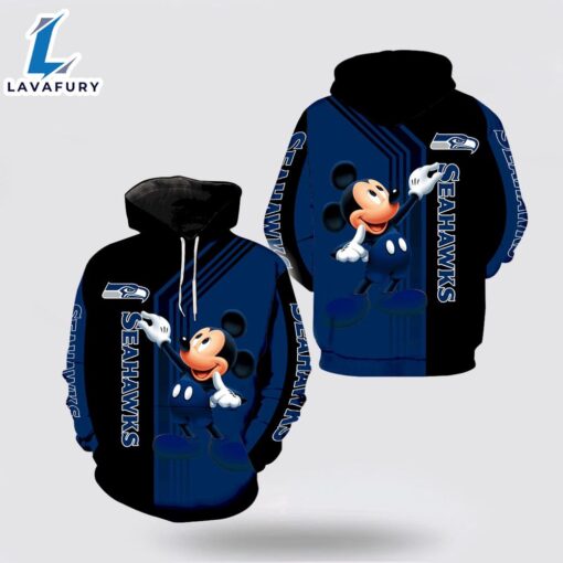 Mickey Mouse Catch Logo Seattle Seahawks Hoodie 3D- Mickey 3D Shirts Gift