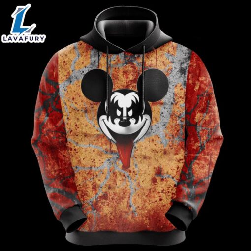 Mickey Mouse Characters Kiss Band Red 3d Hoodie Zip Hoodie – Shirts Gift for Mickey Lovers