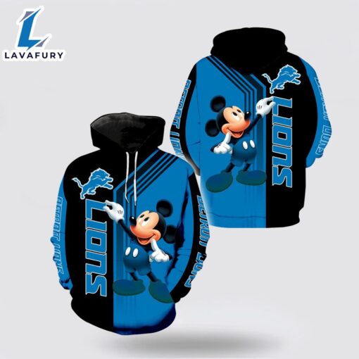 Mickey Mouse Detroit Lions Hoodie 3D – Mickey 3D Shirts Gift