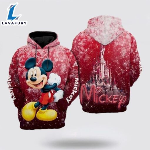 Mickey Mouse Disney Castle Snow All Over Printed Custom 3D Hoodie- Mickey 3D Shirts Gift