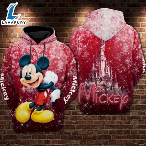 Mickey Mouse Disney Castle Snow All Over Printed Custom Zip Hoodie