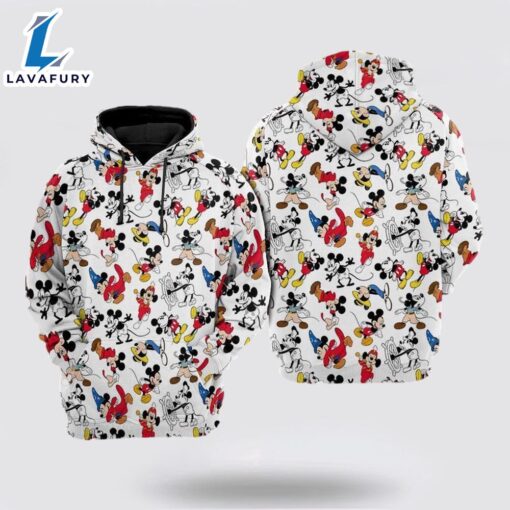 Mickey Mouse Disney Pattern Over Print 3D Hoodie – Mickey 3D Shirts Gift