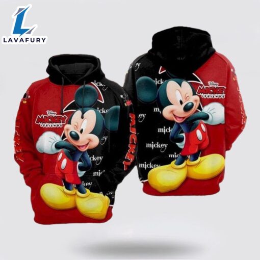 Mickey Mouse Disney Red All Over Printed Custom 3D Hoodie – Mickey 3D Shirts Gift