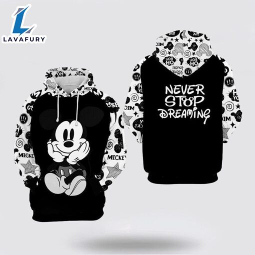 Mickey Mouse Doodle Never Stop Dreaming Over Print 3D Hoodie – Mickey 3D Shirts Gift