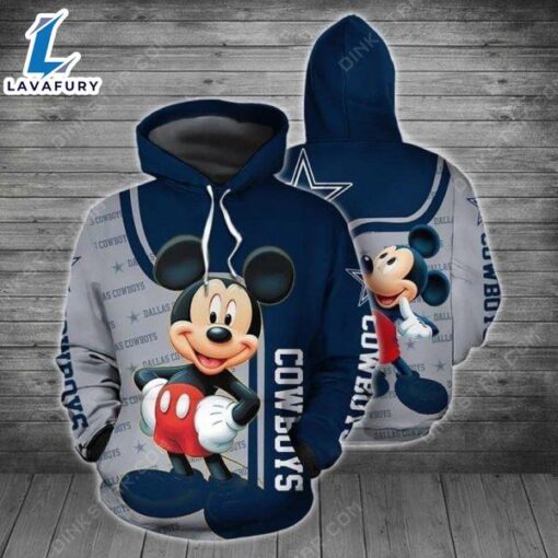 Mickey Mouse Love Dallas Cowboys 3D All Over Print Hoodies – Shirts Gift for Mickey Fans