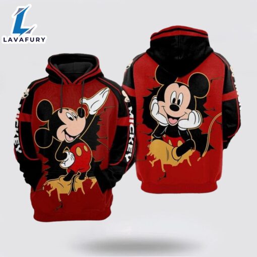 Mickey Mouse Over Print 3D Hoodie Relaxed Fit Hoodie Styles – Mickey 3D Shirts Gift