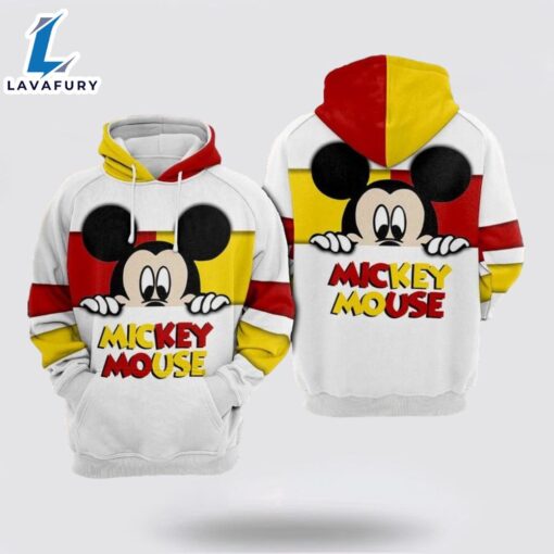 Mickey Mouse Over Print 3D Hoodie Sleek Hoodie Silhouettes – Mickey 3D Shirts Gift