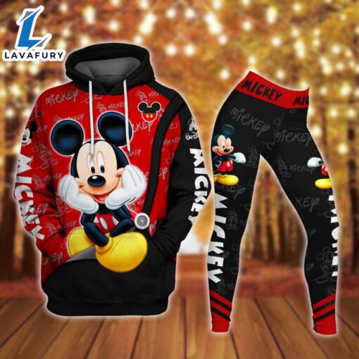 Mickey Mouse Pattern Hoodie And Leggings Set